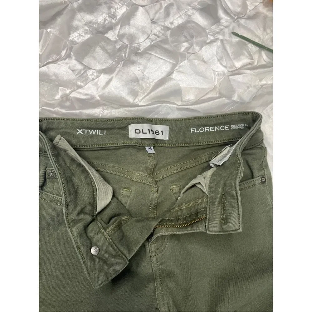 DL1961 Florence Intasculpt Skinny Zip Ankle Mid-Rise‎ Jeans Green 24